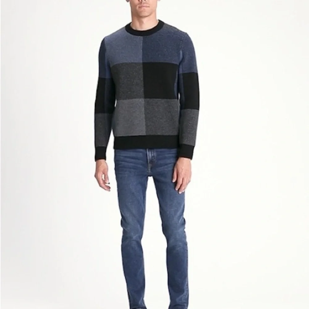 Banana Republic Men's Blue and Gray Crewneck Sweater recycled Italian wool